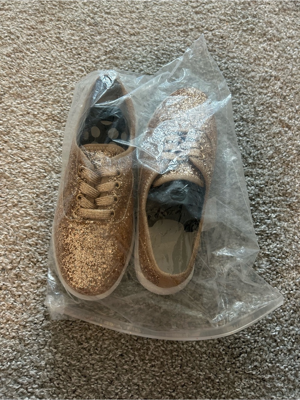 Glitter Lace-Up Sneakers - Rose Gold